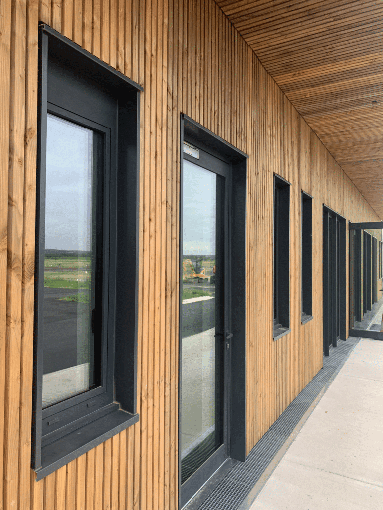 Vertiport exterior wood cladding